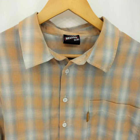 BELVET ボックスシルエット ロングスリーブ チェックシャツ メンズ