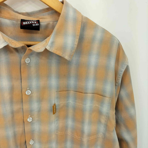 BELVET ボックスシルエット ロングスリーブ チェックシャツ メンズ