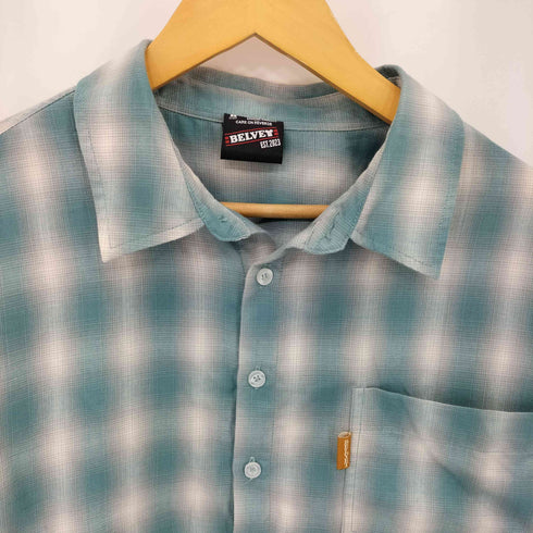 BELVET ボックスシルエット ロングスリーブ チェックシャツ メンズ