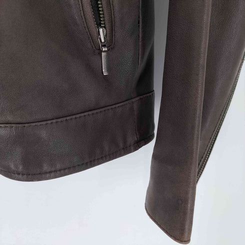 バーバリーブラックレーベル BURBERRY BLACK LABEL シープレザー ラビットファー 裏地ノバチェック シングル ライダース ジャケット メンズ import:M