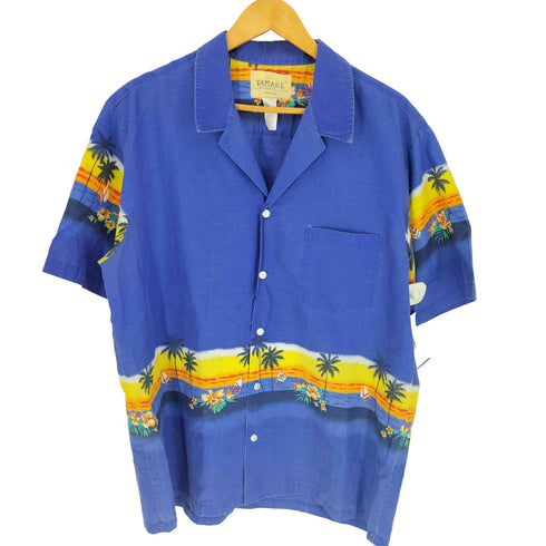 TAMARE USA製 ヤシの木 海 ヨット 総柄 開襟 S/S アロハ シャツ メンズ import:XL