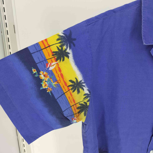 TAMARE USA製 ヤシの木 海 ヨット 総柄 開襟 S/S アロハ シャツ メンズ import:XL
