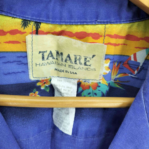 TAMARE USA製 ヤシの木 海 ヨット 総柄 開襟 S/S アロハ シャツ メンズ import:XL