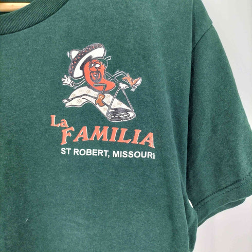 フルーツオブザルーム FRUIT OF THE LOOM 00S BEST LA FAMILL ST ROBERT MISSOURI キャラクタープリント コットンポリ S/S クルーネック Tシャツ メンズ JPN:L
