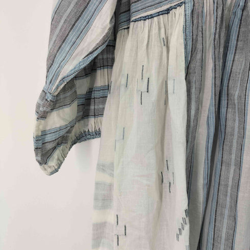 INJIRI インド綿ストライプ柄切り替えワンピース レディース