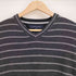 トミーヒルフィガー TOMMY HILFIGER コットン混 ウール エルボーパッチ ボーダー Vネック ニット メンズ import:M