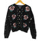 Allen Tolly 80-90S Pure Wool 花柄 ケーブル ローゲージ ウール ニット カーディガン レディース import:L