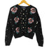 Allen Tolly 80-90S Pure Wool 花柄 ケーブル ローゲージ ウール ニット カーディガン レディース import:L