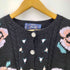 Allen Tolly 80-90S Pure Wool 花柄 ケーブル ローゲージ ウール ニット カーディガン レディース import:L