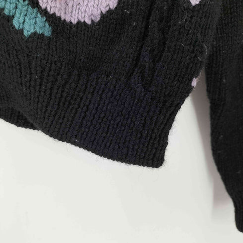 Allen Tolly 80-90S Pure Wool 花柄 ケーブル ローゲージ ウール ニット カーディガン レディース import:L