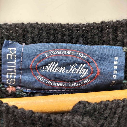Allen Tolly 80-90S Pure Wool 花柄 ケーブル ローゲージ ウール ニット カーディガン レディース import:L