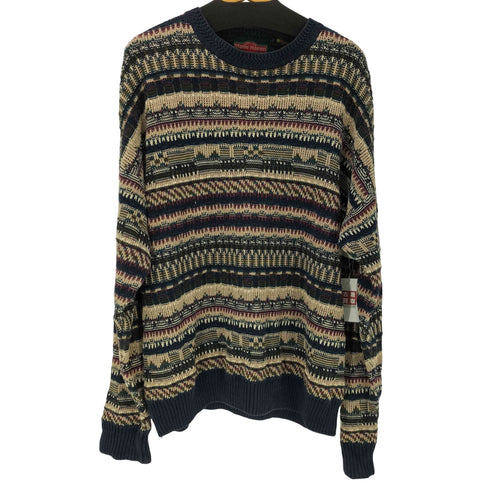 Stone Haven リネン コットン 総柄 ニット セーター メンズ import:XL