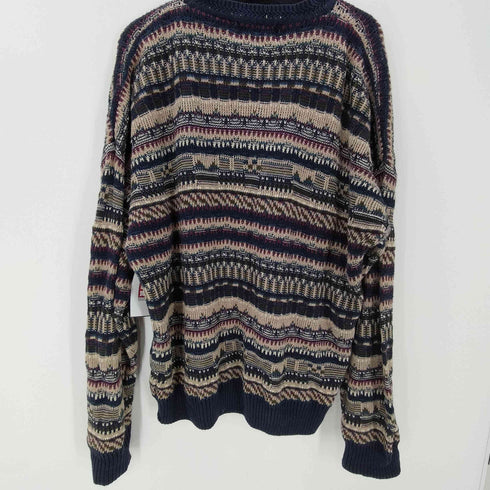 Stone Haven リネン コットン 総柄 ニット セーター メンズ import:XL