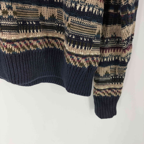 Stone Haven リネン コットン 総柄 ニット セーター メンズ import:XL