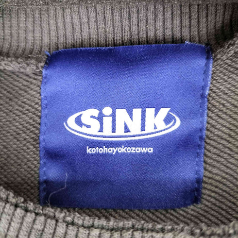 SINK kotohayokozawa フロントロゴ刺繍ダメージクルーネックスウェット レディース JPN:L