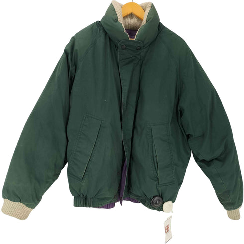 ノーティカ NAUTICA 90S DUCK DOWN FEATHER ダックダウン フェザー リブニット レザー エルボーパッチ ボンバー ジャケット メンズ import:XL