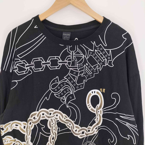 ショーンジョン Sean john 90-00S ロゴ 鎖 チェーン グラフィック プリント クルーネック L/S カットソー ロンT メンズ import:XL