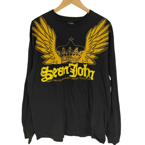 ショーンジョン Sean john 90-00S パイル地ロゴ グラフィック プリント L/S カットソー ロンT メンズ import:XL