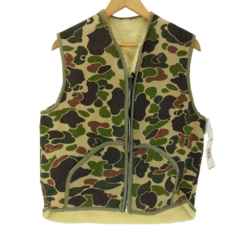 EMARジップ ダックハンターカモ 迷彩柄 裏ボア ジップ ベスト メンズ