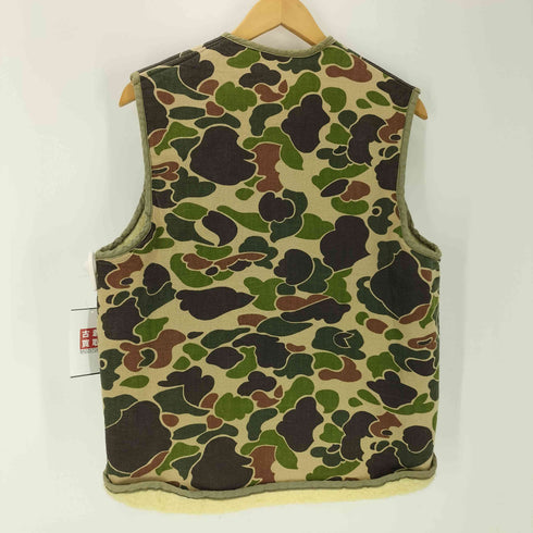 EMARジップ ダックハンターカモ 迷彩柄 裏ボア ジップ ベスト メンズ