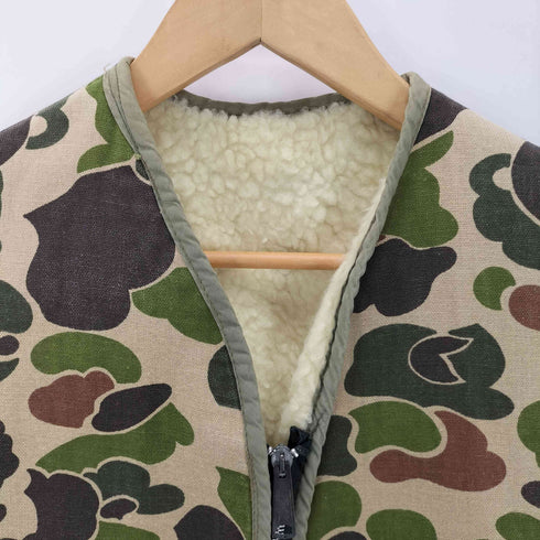 EMARジップ ダックハンターカモ 迷彩柄 裏ボア ジップ ベスト メンズ