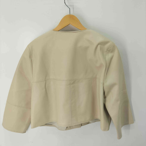 ザラ ZARA ノーカラー フェイクレザージャケット レディース import:L