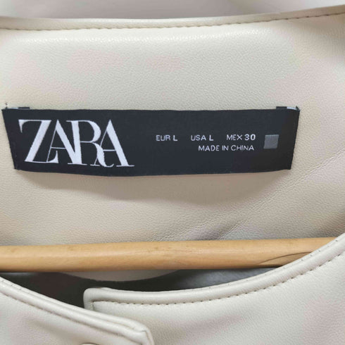 ザラ ZARA ノーカラー フェイクレザージャケット レディース import:L