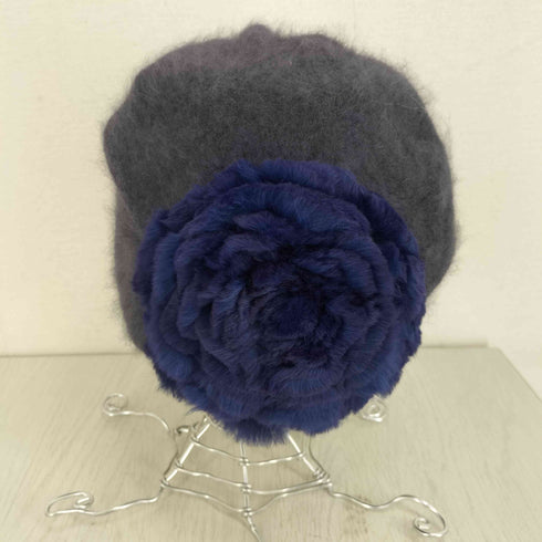 カシラ CA4LA アンゴラウール混 フラワーモチーフニット帽 レディース