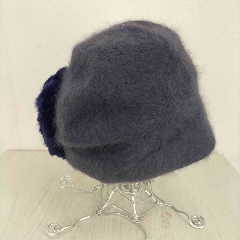 カシラ CA4LA アンゴラウール混 フラワーモチーフニット帽 レディース