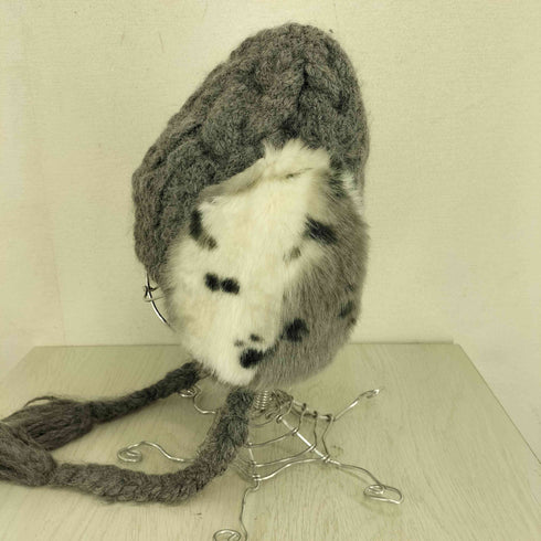 カシラ CA4LA ダルメシアン柄 アルパカウール混 ケーブルニット帽 レディース