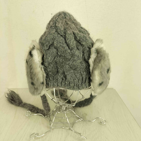 カシラ CA4LA ダルメシアン柄 アルパカウール混 ケーブルニット帽 レディース