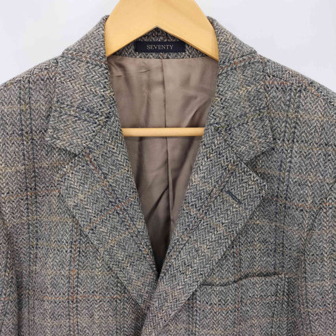 セブンティー SEVENTY 90-00s イタリア製 チェック柄 ウール 3B ツイード テーラードジャケット メンズ