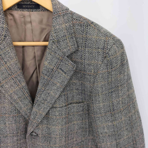 セブンティー SEVENTY 90-00s イタリア製 チェック柄 ウール 3B ツイード テーラードジャケット メンズ