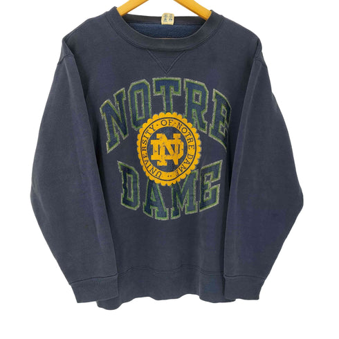 チャンピオン Champion 80S USA製 トリコタグ はめ込みVガゼット NOTRE DAME カレッジロゴ 3段 プリント スウェット メンズ import:L