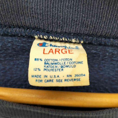チャンピオン Champion 80S USA製 トリコタグ はめ込みVガゼット NOTRE DAME カレッジロゴ 3段 プリント スウェット メンズ import:L