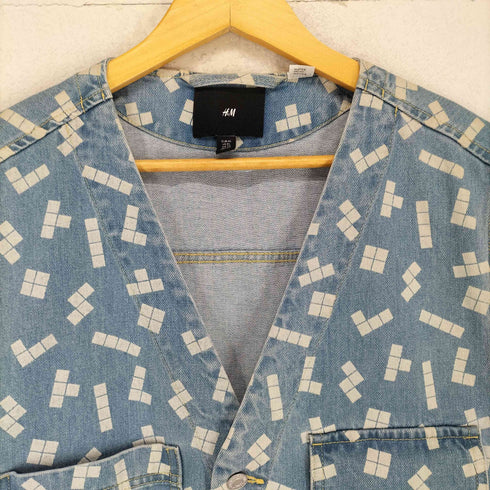 エイチアンドエム H&M ブロック柄デニムベスト メンズ XL