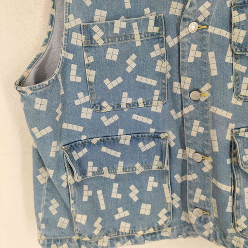 エイチアンドエム H&M ブロック柄デニムベスト メンズ XL