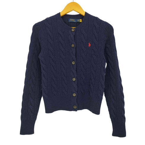 ポロラルフローレン POLO RALPH LAUREN 現行タグ ポニー刺繍 ウールカシミヤ ケーブルニットカーディガン レディース import:XS