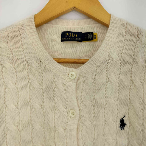 ポロラルフローレン POLO RALPH LAUREN 現行タグ ポニー刺繍 ウールカシミヤ ケーブルニットカーディガン レディース import:S