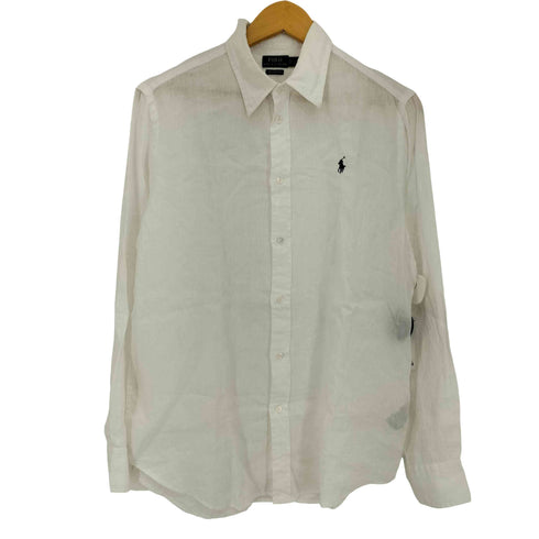 ポロラルフローレン POLO RALPH LAUREN 現行タグ RELAXED FIT ポニー刺繍 リネン 長袖シャツ メンズ import:L