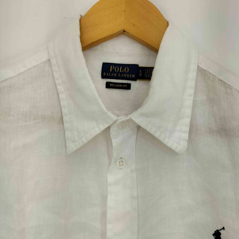 ポロラルフローレン POLO RALPH LAUREN 現行タグ RELAXED FIT ポニー刺繍 リネン 長袖シャツ メンズ import:L
