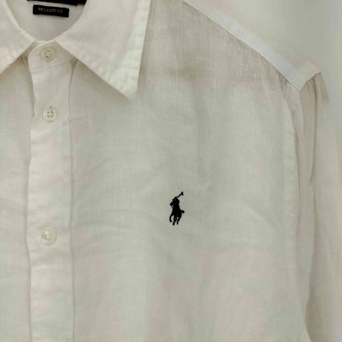 ポロラルフローレン POLO RALPH LAUREN 現行タグ RELAXED FIT ポニー刺繍 リネン 長袖シャツ メンズ import:L