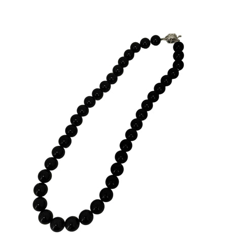 シルバー刻印 オニキスネックレス レディース