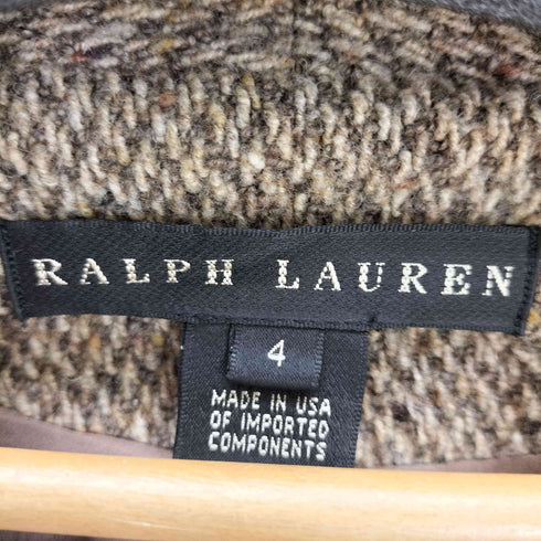 ラルフローレン RALPH LAUREN USA製 ネップ ウール混 ショールカラージャケット&スカート レディース JKT:4 SKT:2
