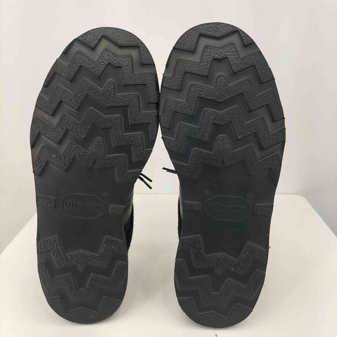 ハンドメイド vibramソール フロントジッパー 切替 レザー シューズ メンズ JPN:27