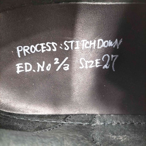 ハンドメイド vibramソール フロントジッパー 切替 レザー シューズ メンズ JPN:27