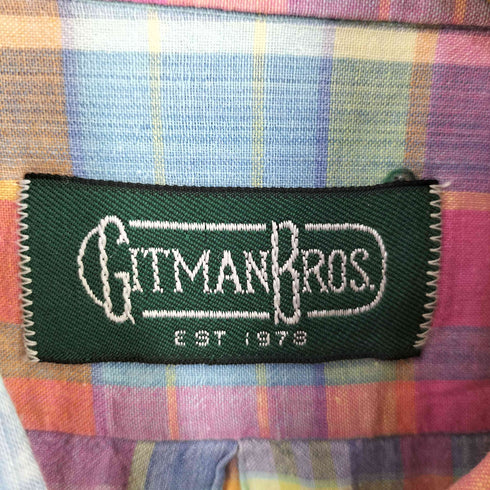 ギットマンブラザーズ GITMAN BROS. マドラスチェック インディアンコットンシャツ メンズ
