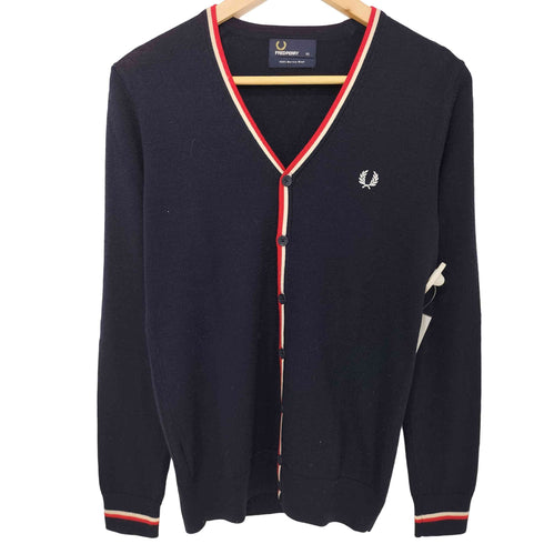 フレッドペリー FRED PERRY トリコロール メリノウール カーディガン メンズ import:XS