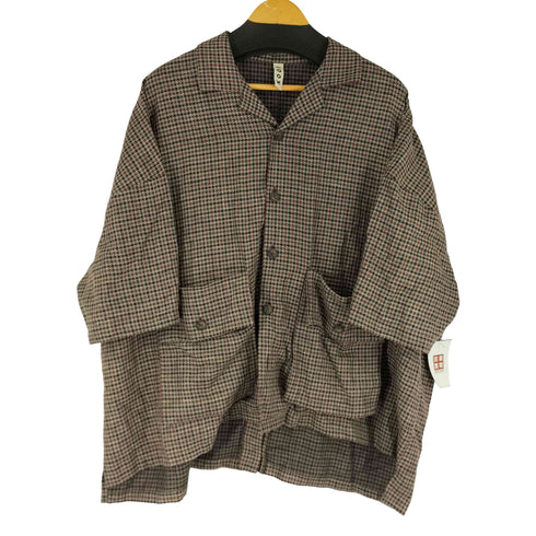 KOOI 千鳥格子 スーパービッグシルエットハーフスリーブジャケット メンズ 1