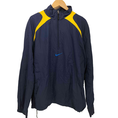 ナイキ NIKE 90s USA製 白タグ センタースウッシュ 裾ドローコード ハーフジップ プルオーバージャケット メンズ import:L